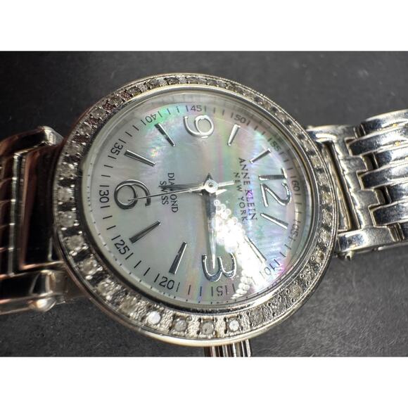 Anne Klein New York Diamond Swiss Watch Ladies 763S 28.5mm 5 3/4" Silver Tone - Picture 5 of 12